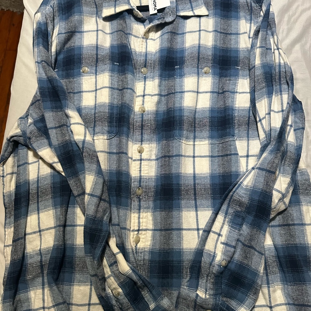 Sonoma Blue and White Plaid Men's Shirt